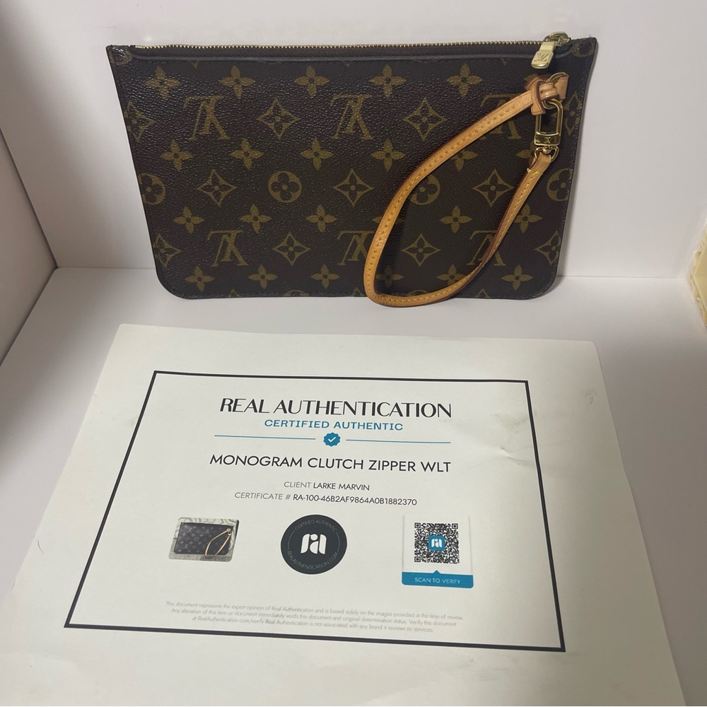 Louis Vuitton Neverfull Monogram Clutch Large 💎 AUTHENTICATED 💎 Serial SD4163 - Picture 16 of 16